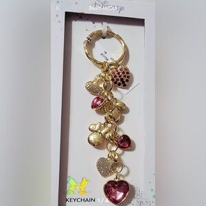 Disney Gold and Pink Heart Keychain